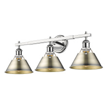 Golden 3306-BA3 CH-AB - Yep by Golden Lighting Orwell 3-light Vanity in Chrome and Aged Brass shade